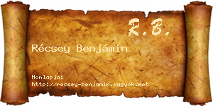 Récsey Benjámin névjegykártya